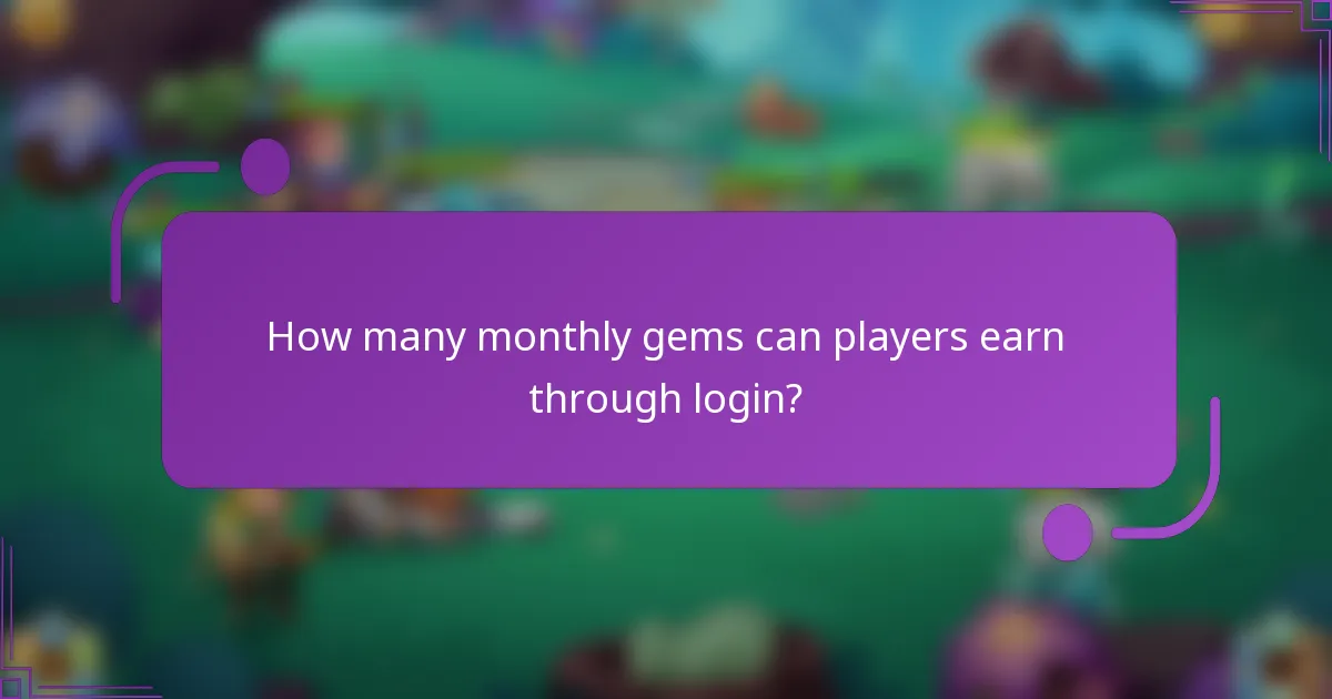 How many monthly gems can players earn through login?